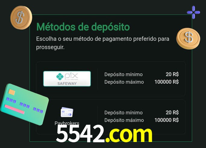 O cassino 5542.com oferece uma grande variedade de métodos de pagamento